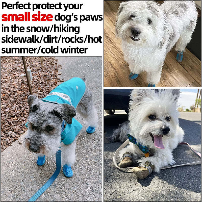 Dog Shoes For Small Dogs Boots, Breathable Dog Booties Paw Protector For Hot Pavement Winter Snow Hiking Booties 4pcs-Paw Print Pad