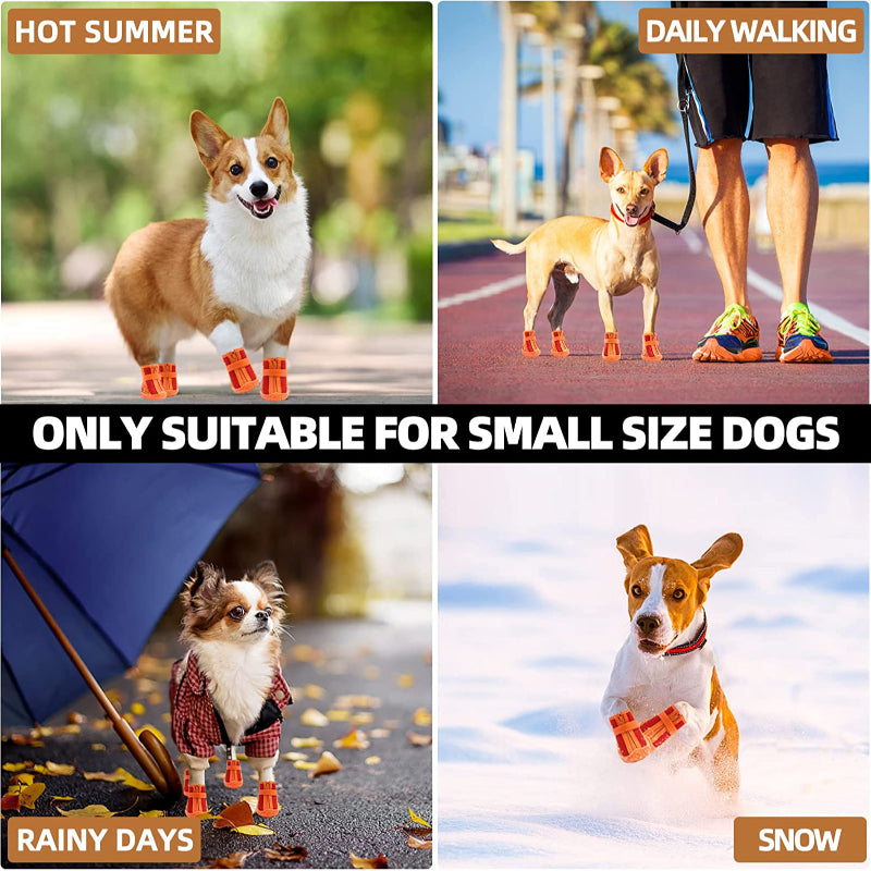 Dog Shoes For Small Dogs Boots, Breathable Dog Booties Paw Protector For Hot Pavement Winter Snow Hiking Booties 4pcs-Paw Print Pad