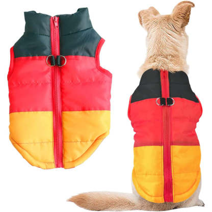 Dog Cat Coat With Leash Anchor Color Patchwork Padded Puppy Vest Jacket Teddy Chihuahua Costumes-Paw Print Pad