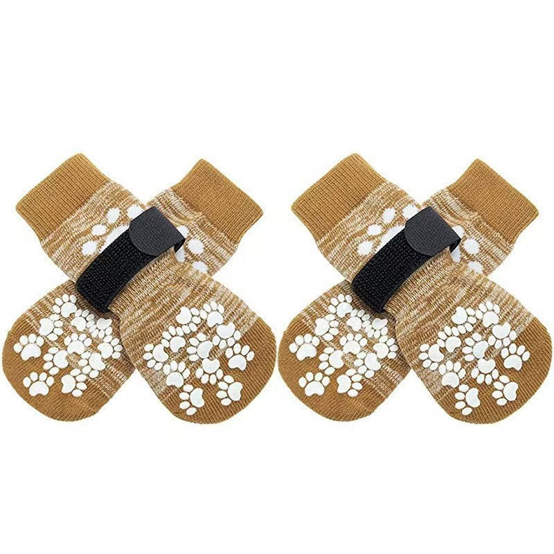 Anti Slip Paw Protectors Socks With Elastic Adjustable-Paw Print Pad