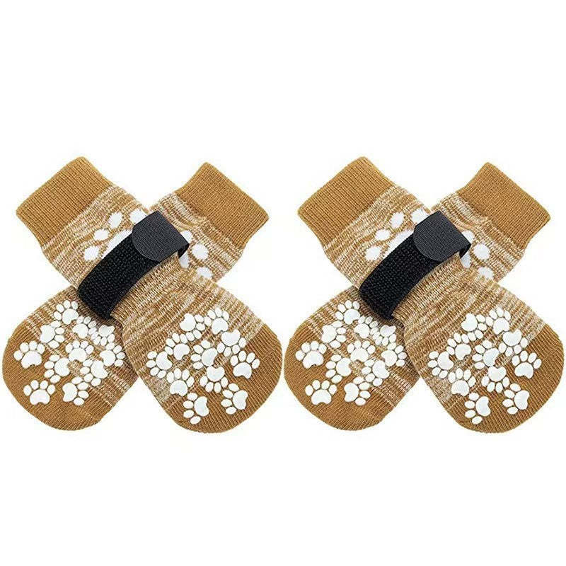 Anti Slip Paw Protectors Socks With Elastic Adjustable-Paw Print Pad