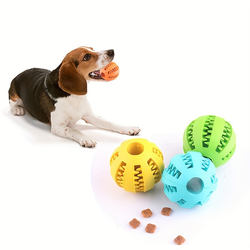 Interactive Dog Chew Ball With Treat Holder And Teeth Cleaning Design