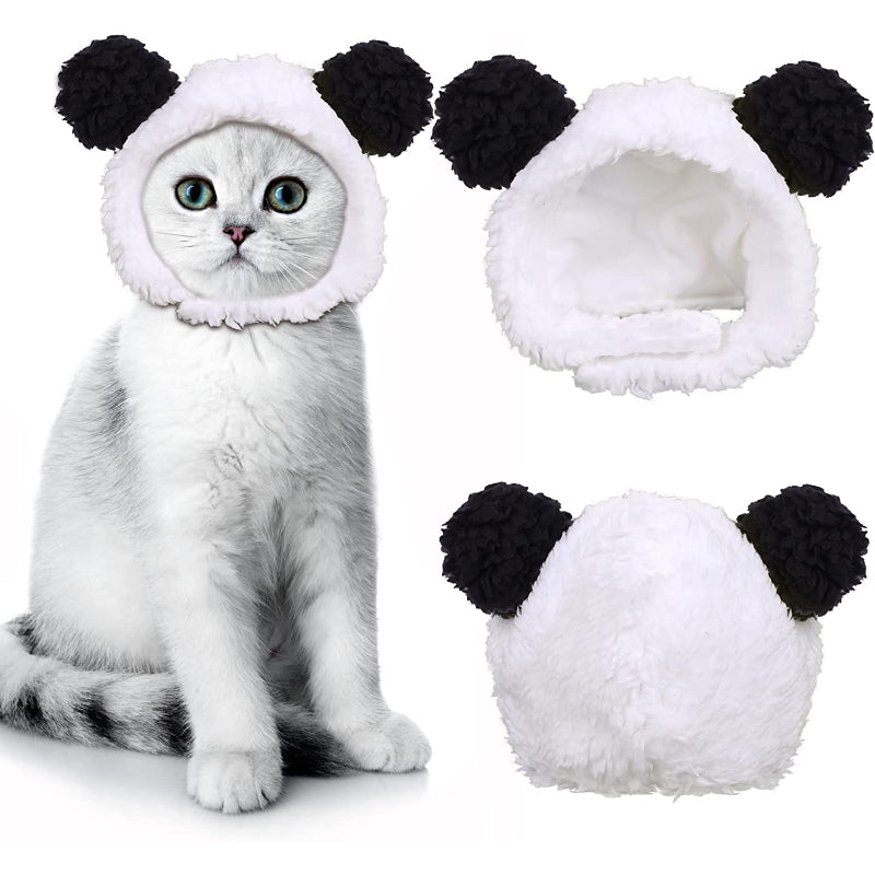 Cat Costume Warm Bear Hat For Cat Adjustable Soft Small Pet Headwear Bear Hat For Cat Puppy Dog-Paw Print Pad