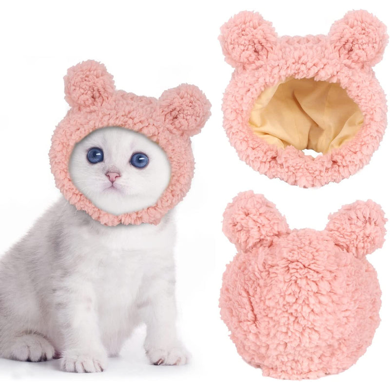 Cat Costume Warm Bear Hat For Cat Adjustable Soft Small Pet Headwear Bear Hat For Cat Puppy Dog-Paw Print Pad