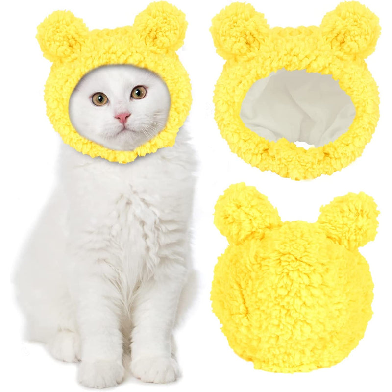 Cat Costume Warm Bear Hat For Cat Adjustable Soft Small Pet Headwear Bear Hat For Cat Puppy Dog-Paw Print Pad