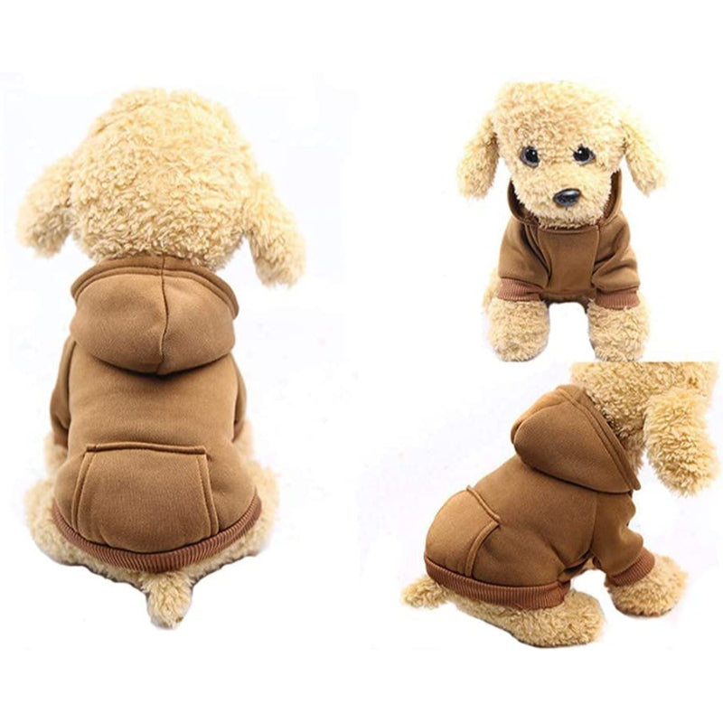 Winter Dog Hoodie Sweatshirts With Pockets Warm Dog Clothes For Small Dogs Chihuahua Coat Clothing Puppy Cat Costume-Paw Print Pad
