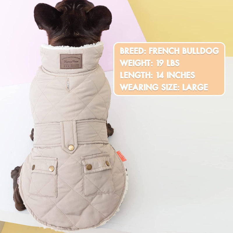Dog Cold Weather Coats Cozy Windproof Padded Sherpa Warm Dog Gray Jacket For Small Dogs With Furry Collar Dog Apparel-Paw Print Pad