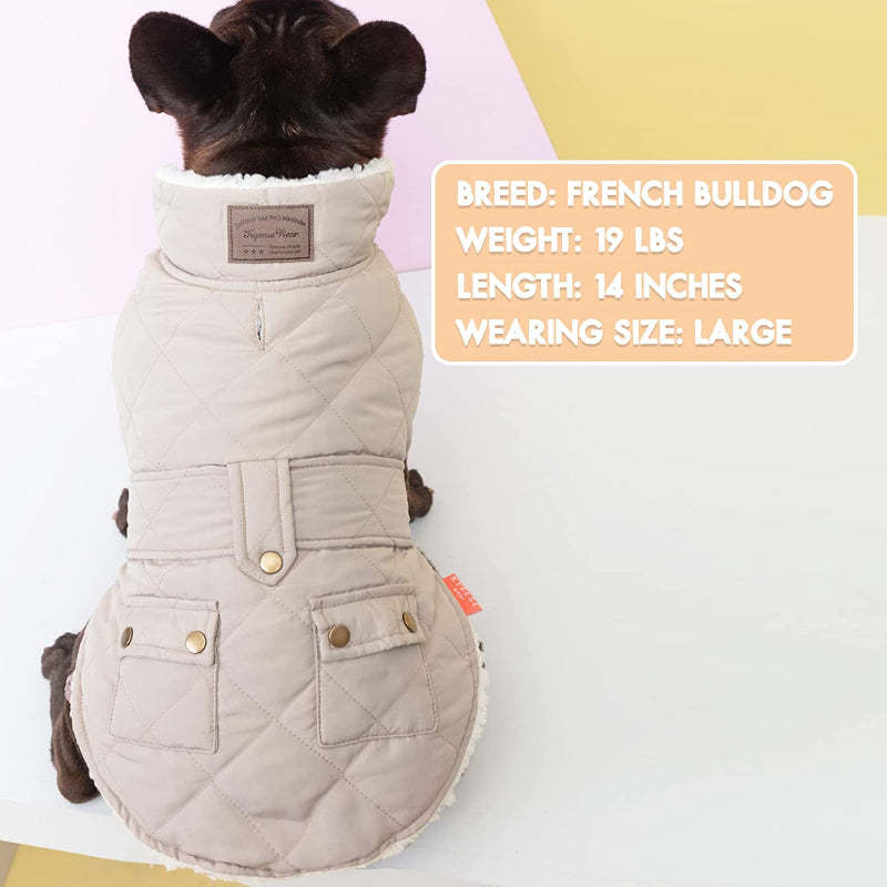 Dog Cold Weather Coats Cozy Windproof Padded Sherpa Warm Dog Gray Jacket For Small Dogs With Furry Collar Dog Apparel-Paw Print Pad