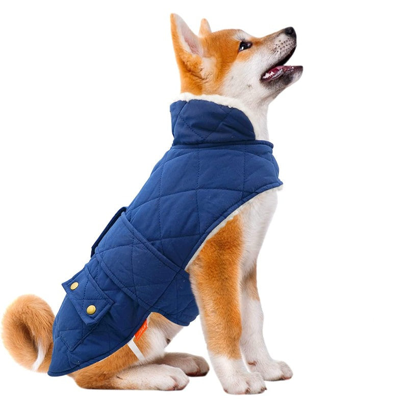 Dog Cold Weather Coats Cozy Windproof Padded Sherpa Warm Dog Jacket For Small Dogs With Furry Collar Dog Apparel-Paw Print Pad