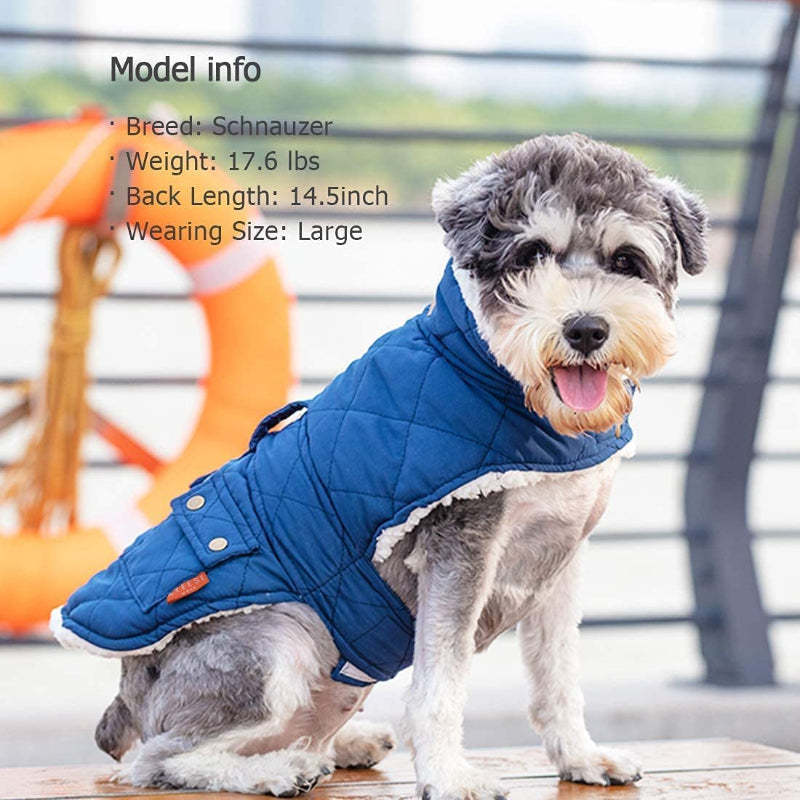 Dog Cold Weather Coats Cozy Windproof Padded Sherpa Warm Dog Jacket For Small Dogs With Furry Collar Dog Apparel-Paw Print Pad