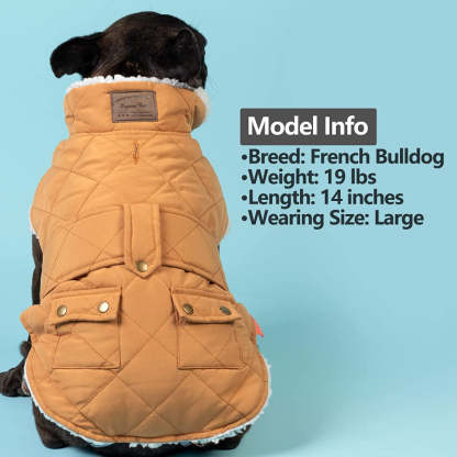 Dog Cold Weather Coats Cozy Windproof Padded Sherpa Warm Dog Yellow Jacket For Small Dogs With Furry Collar Dog Apparel-Paw Print Pad