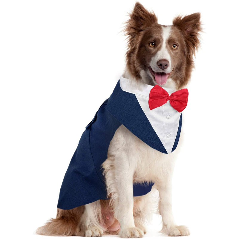 Dog Suit and Bandana Set, Dogs Tuxedo Wedding Party Suit-Paw Print Pad