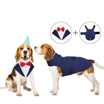 Dog Suit and Bandana Set, Dogs Tuxedo Wedding Party Suit-Paw Print Pad