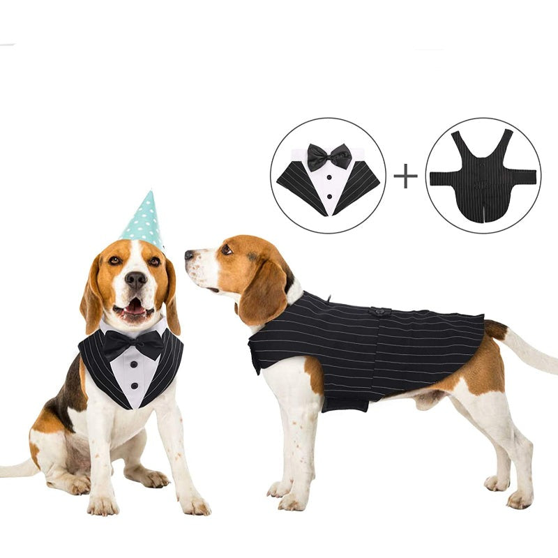 Dog Suit and Bandana Set, Dogs Tuxedo Wedding Party Suit-Paw Print Pad