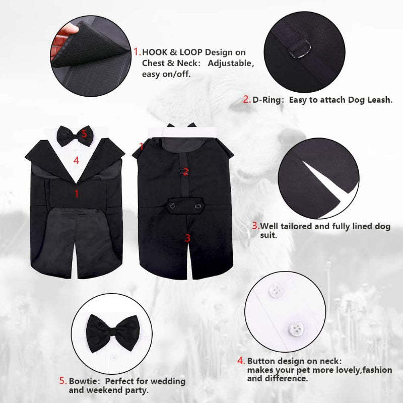 Dog Suit and Bandana Set, Dogs Tuxedo Wedding Party Suit-Paw Print Pad