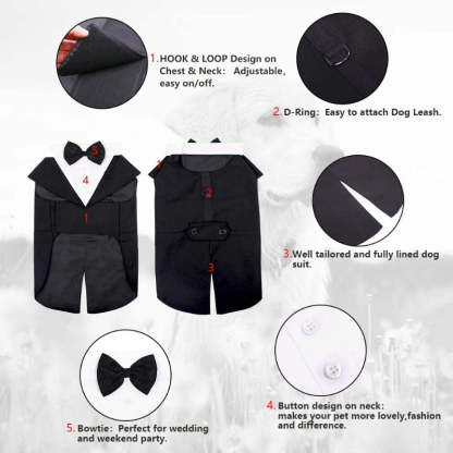 Dog Suit and Bandana Set, Dogs Tuxedo Wedding Party Suit-Paw Print Pad