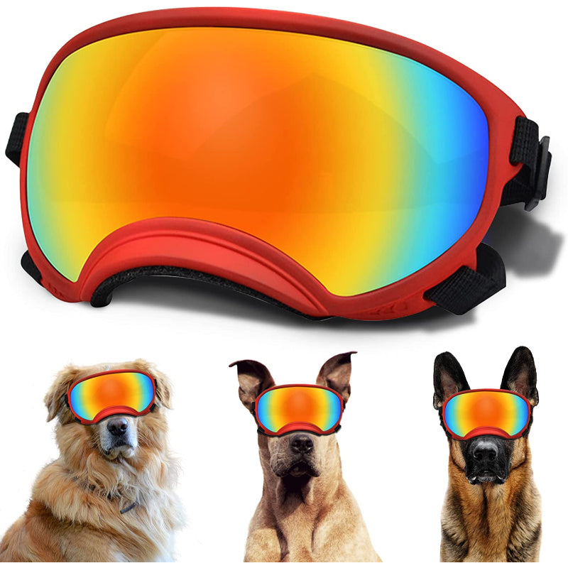 Large Dog Sunglasses With Adjustable Strap, Windproof-Paw Print Pad