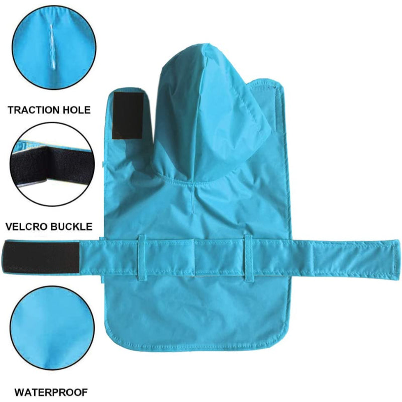 Dog Raincoat Hooded Leash Hole 10 Sizes, Waterproof Double Layer Dog rain Coat Jacket with Cotton Lining for Small Medium and Large Dog-Paw Print Pad