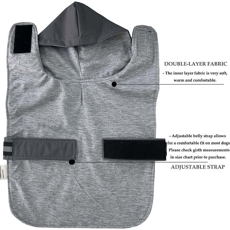 Dog Raincoat Hooded Leash Hole 10 Sizes, Waterproof Double Layer Dog rain Coat Jacket with Cotton Lining for Small Medium and Large Dog-Paw Print Pad