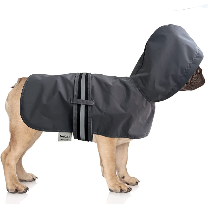 Dog Raincoat Hooded Leash Hole 10 Sizes, Waterproof Double Layer Dog rain Coat Jacket with Cotton Lining for Small Medium and Large Dog-Paw Print Pad