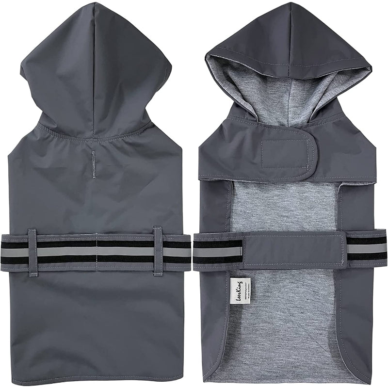 Dog Raincoat Hooded Leash Hole 10 Sizes, Waterproof Double Layer Dog rain Coat Jacket with Cotton Lining for Small Medium and Large Dog-Paw Print Pad