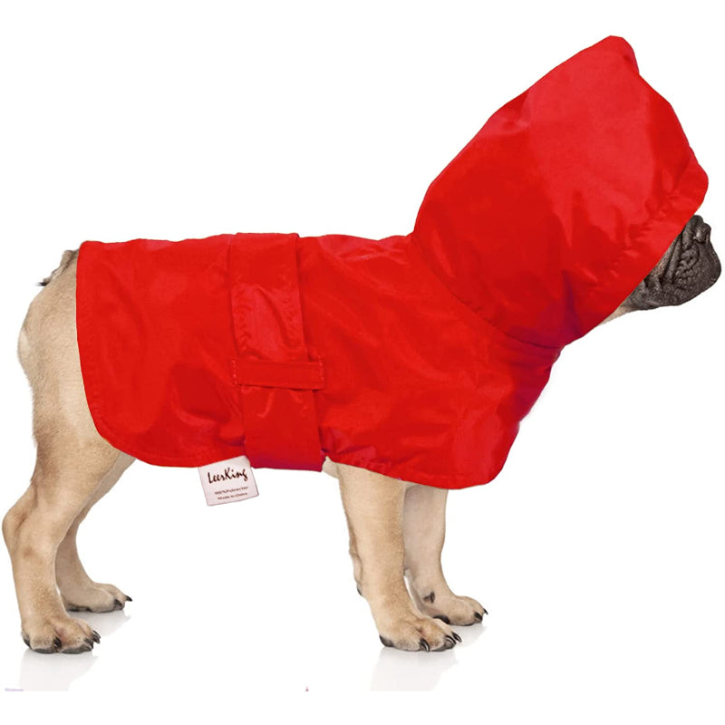 Dog Raincoat Hooded Leash Hole 10 Sizes, Waterproof Double Layer Dog rain Coat Jacket with Cotton Lining for Small Medium and Large Dog-Paw Print Pad