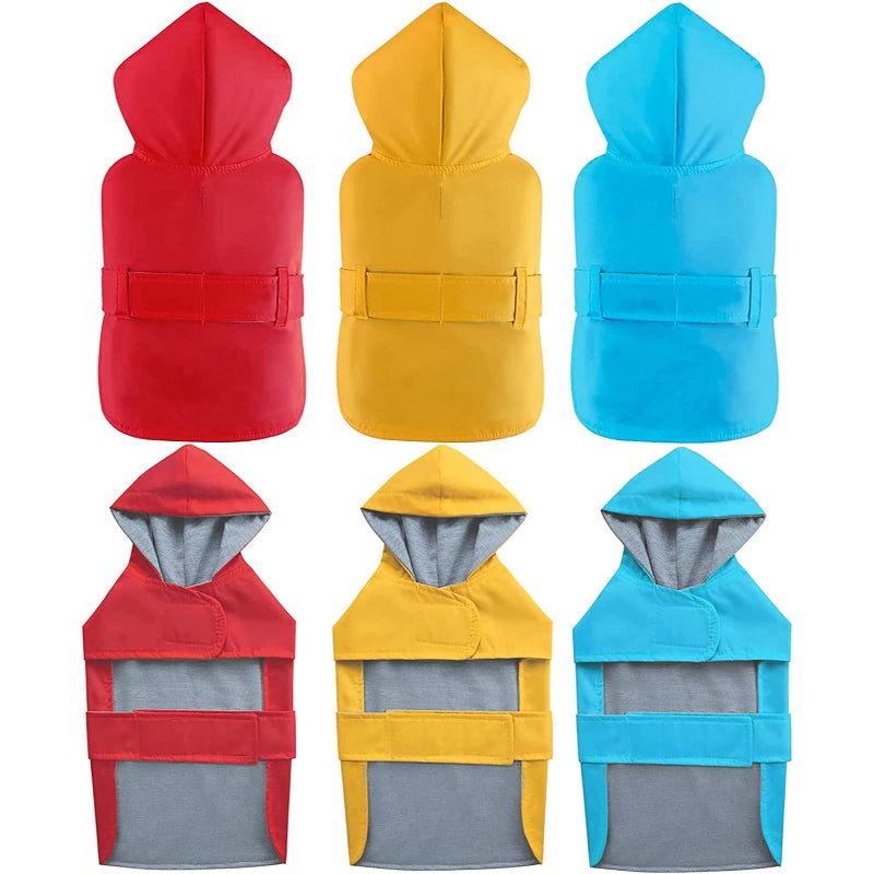 Dog Raincoat Hooded Leash Hole 10 Sizes, Waterproof Double Layer Dog rain Coat Jacket with Cotton Lining for Small Medium and Large Dog-Paw Print Pad