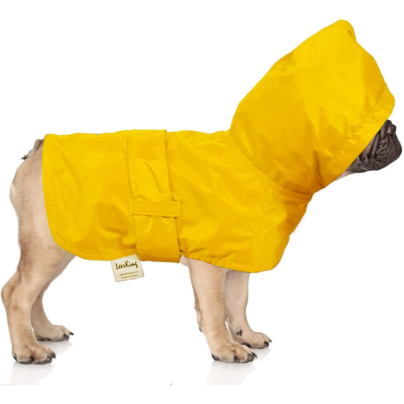 Dog Raincoat Hooded Leash Hole 10 Sizes, Waterproof Double Layer Dog rain Coat Jacket with Cotton Lining for Small Medium and Large Dog-Paw Print Pad
