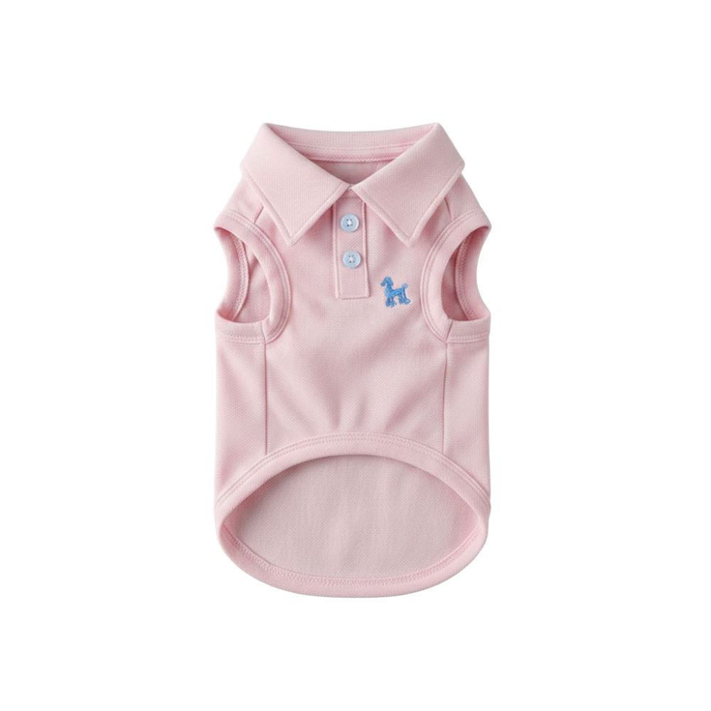 One Piece Solid Color Pet Polo Embroidered Shirt For Spring And Summer Vest