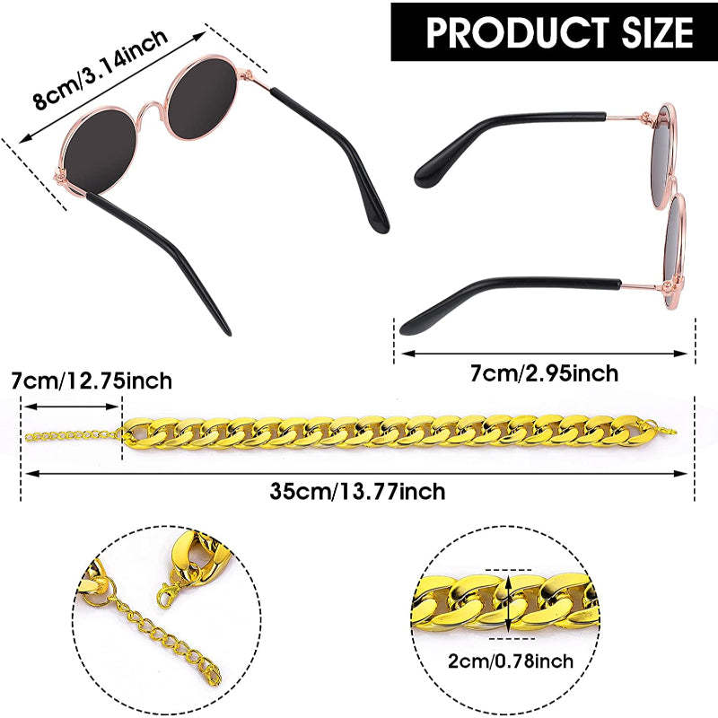 Cat Sunglasses & Gold Chain Costume Decorations For Funny Photo Props-Paw Print Pad