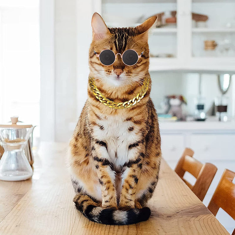 Cat Sunglasses & Gold Chain Costume Decorations For Funny Photo Props-Paw Print Pad