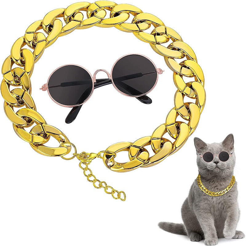 Cat Sunglasses & Gold Chain Costume Decorations For Funny Photo Props-Paw Print Pad