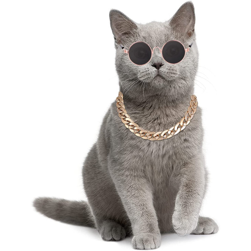 Cat Sunglasses & Gold Chain Costume Decorations For Funny Photo Props-Paw Print Pad