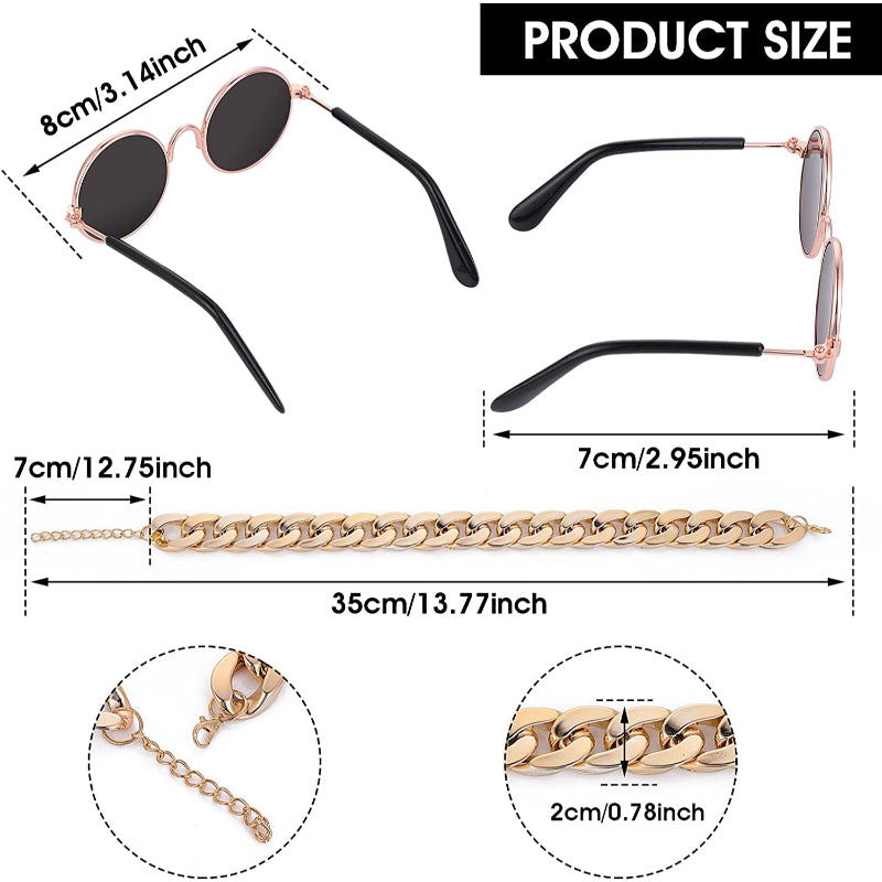 Cat Sunglasses & Gold Chain Costume Decorations For Funny Photo Props-Paw Print Pad