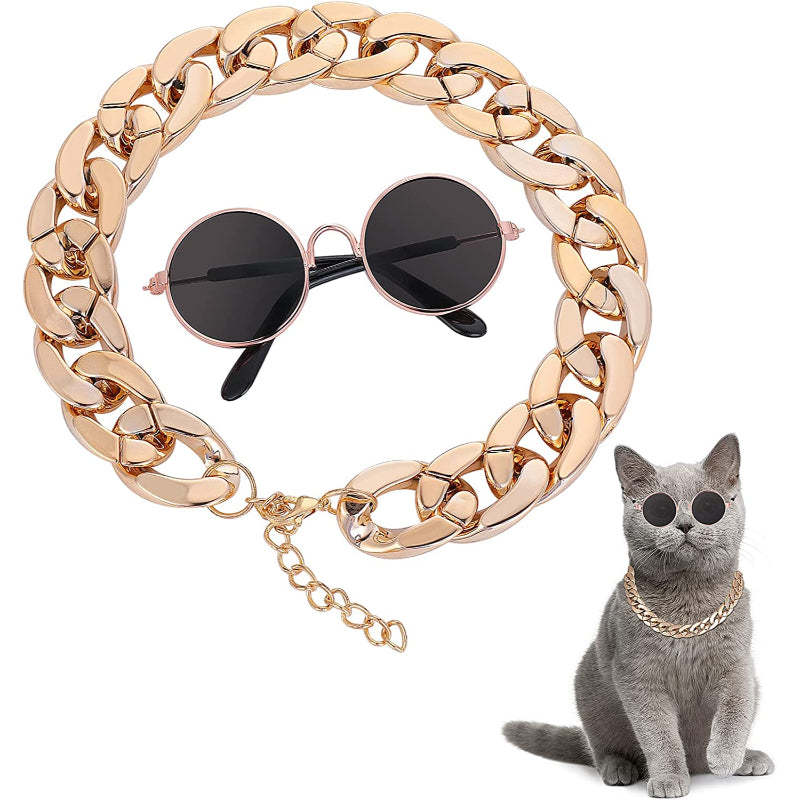 Cat Sunglasses & Gold Chain Costume Decorations For Funny Photo Props-Paw Print Pad