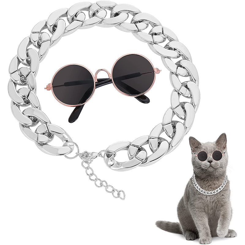 Cat Sunglasses & Gold Chain Costume Decorations For Funny Photo Props-Paw Print Pad