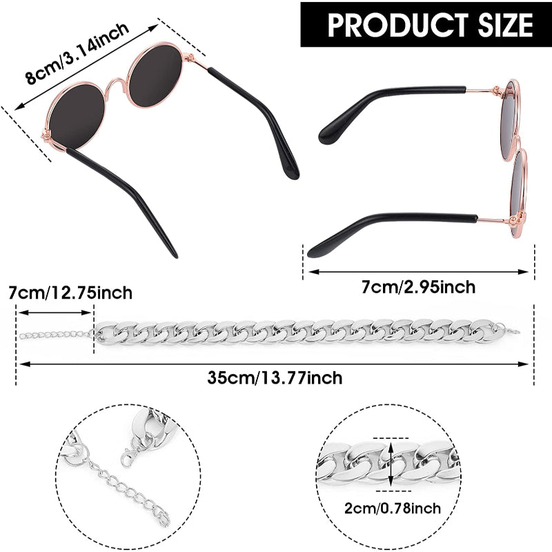 Cat Sunglasses & Gold Chain Costume Decorations For Funny Photo Props-Paw Print Pad