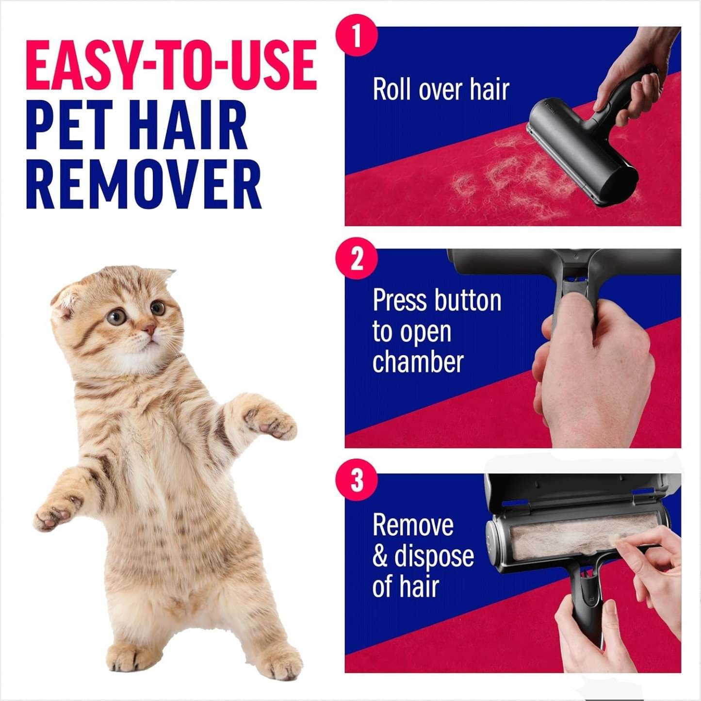 Multi Surface Pet Reusable Lint Roller And Remover-Paw Print Pad