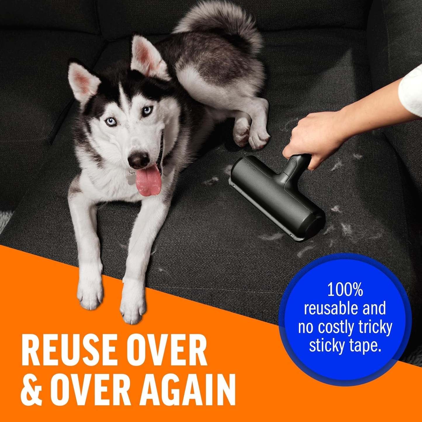 Multi Surface Pet Reusable Lint Roller And Remover-Paw Print Pad
