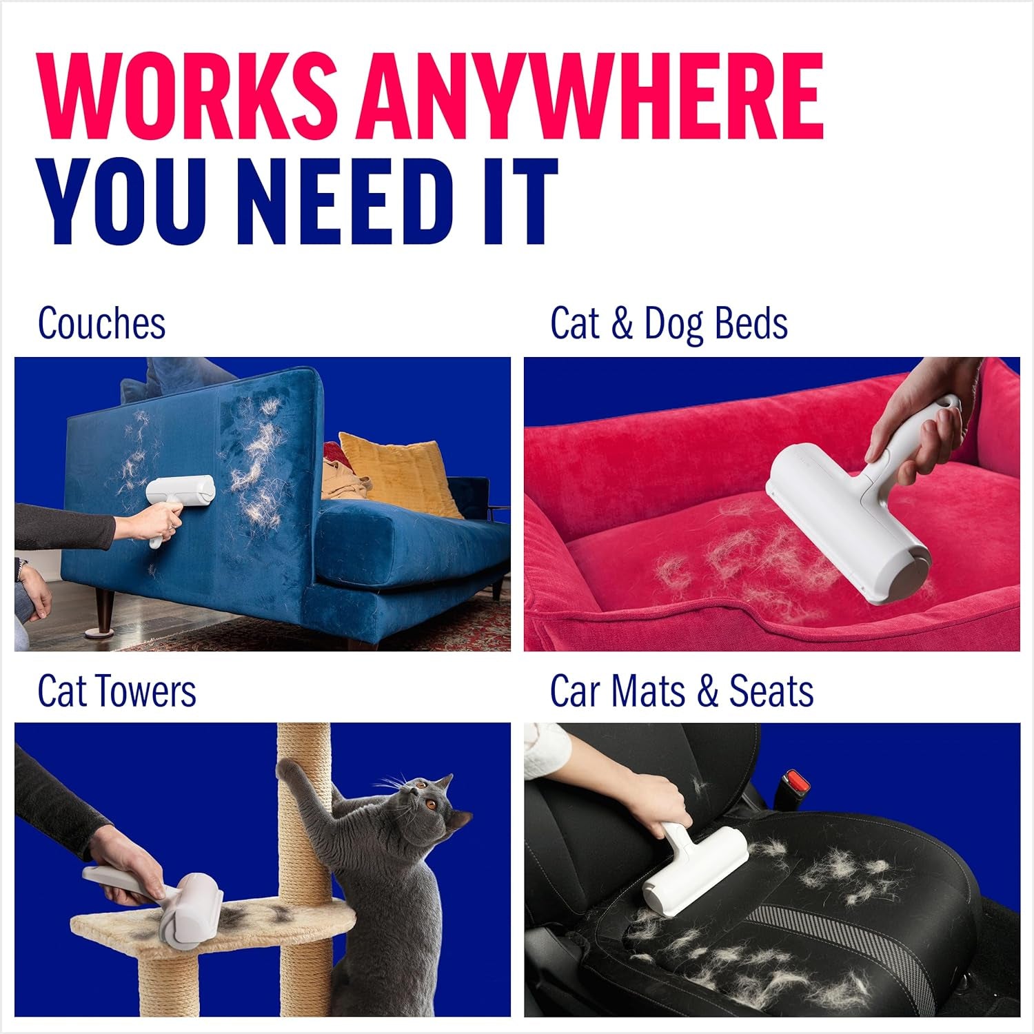 Multi Surface Pet Reusable Lint Roller And Remover-Paw Print Pad