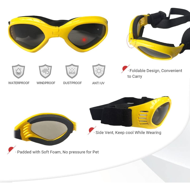 Dog Glasses Medium Adjustable Bulldog Windproof Motorcycle-Paw Print Pad
