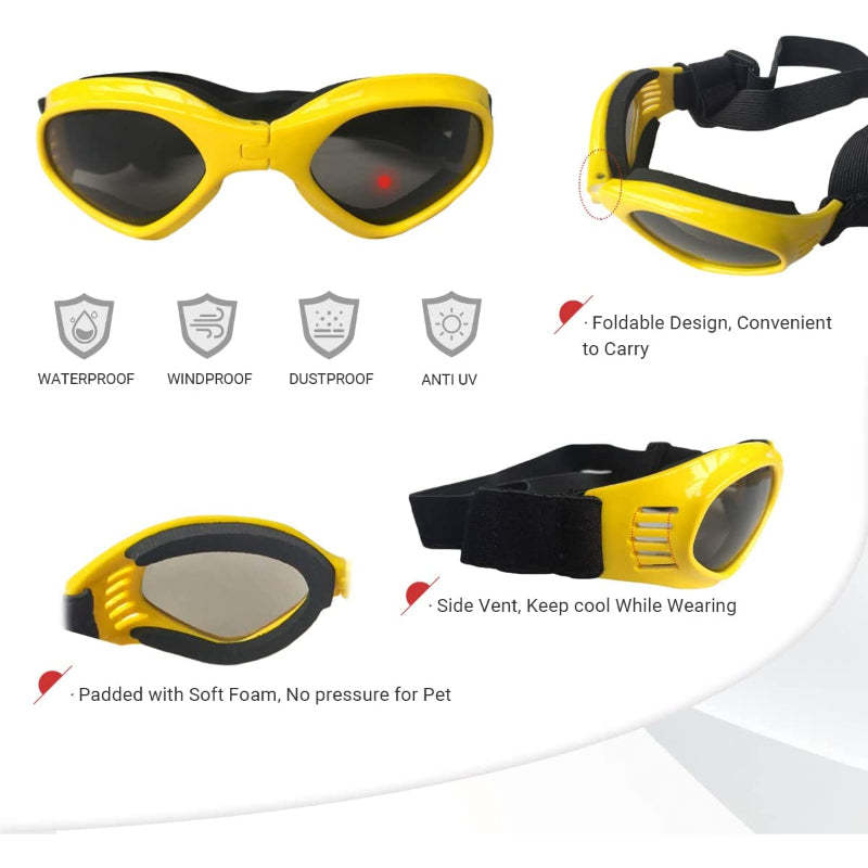 Dog Glasses Medium Adjustable Bulldog Windproof Motorcycle-Paw Print Pad