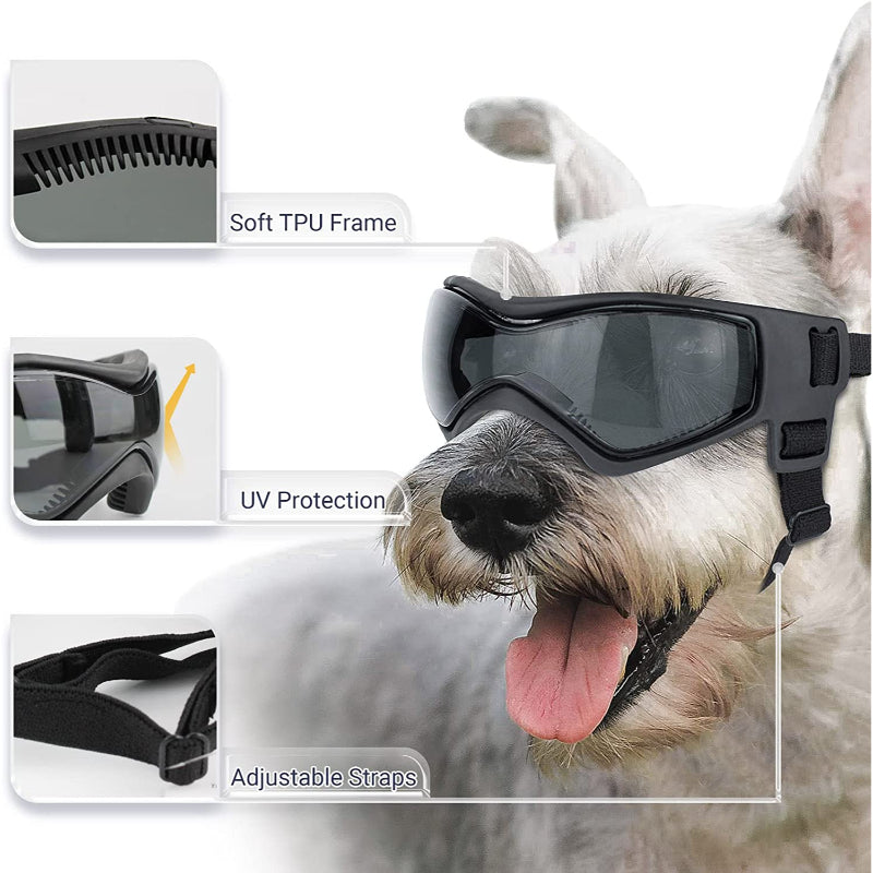 Dog Glasses Medium Adjustable Bulldog Windproof Motorcycle-Paw Print Pad