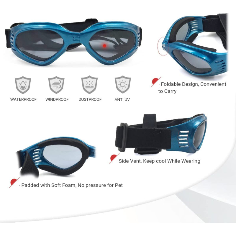 Dog Glasses Medium Adjustable Bulldog Windproof Motorcycle-Paw Print Pad