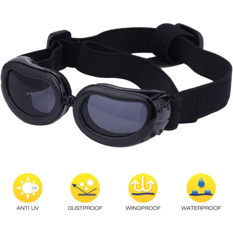 Small Dog Goggles UV Protection Adjustable Clear Doggy Sungalsses Easy Wear Windproof Motorcycle Puppy Glasses-Paw Print Pad