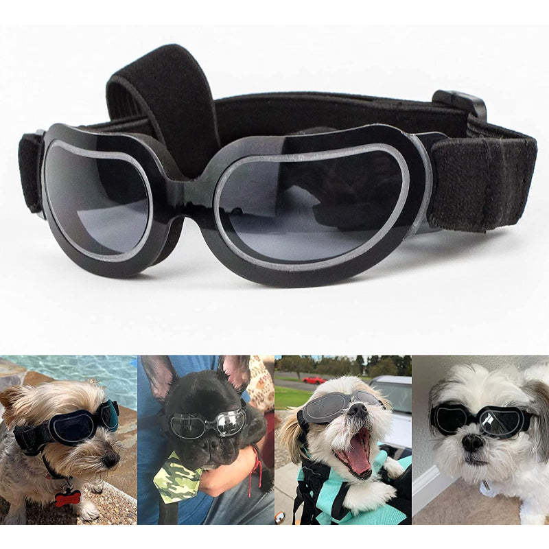Small Dog Goggles UV Protection Adjustable Clear Doggy Sungalsses Easy Wear Windproof Motorcycle Puppy Glasses-Paw Print Pad