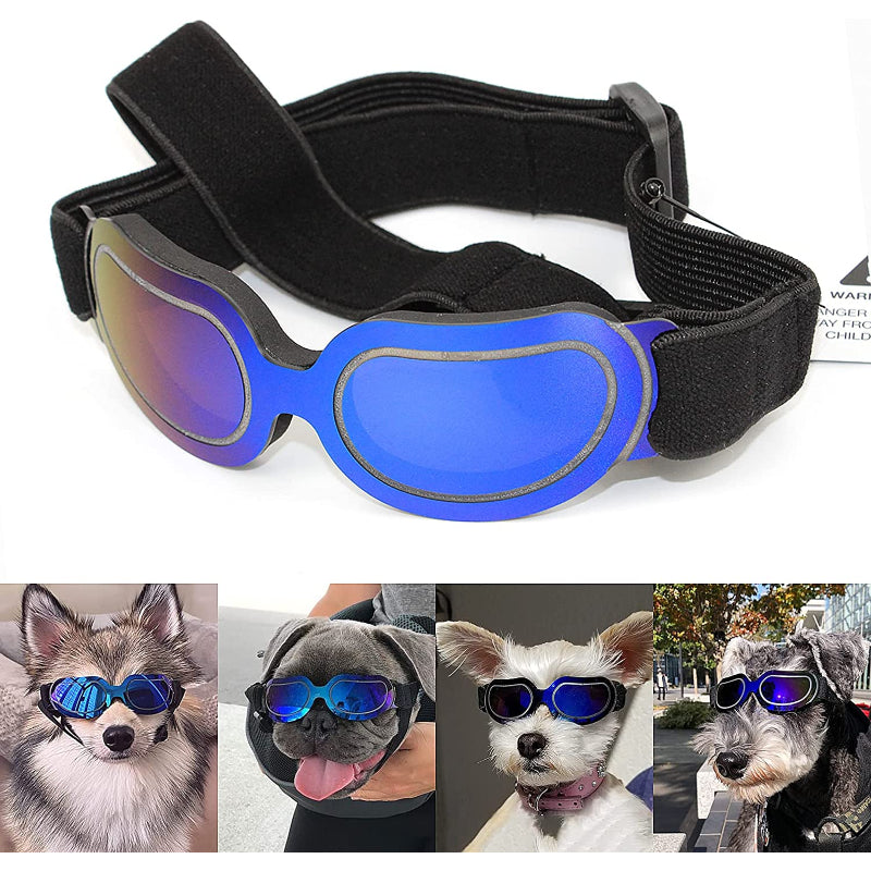 Small Dog Goggles UV Protection Adjustable Clear Doggy Sungalsses Easy Wear Windproof Motorcycle Puppy Glasses-Paw Print Pad