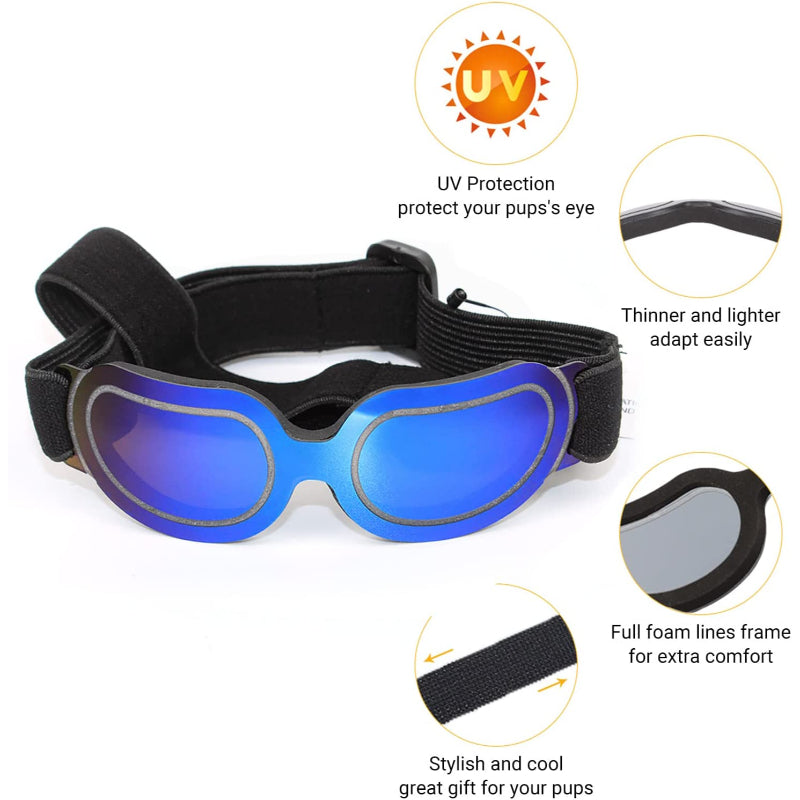 Small Dog Goggles UV Protection Adjustable Clear Doggy Sungalsses Easy Wear Windproof Motorcycle Puppy Glasses-Paw Print Pad