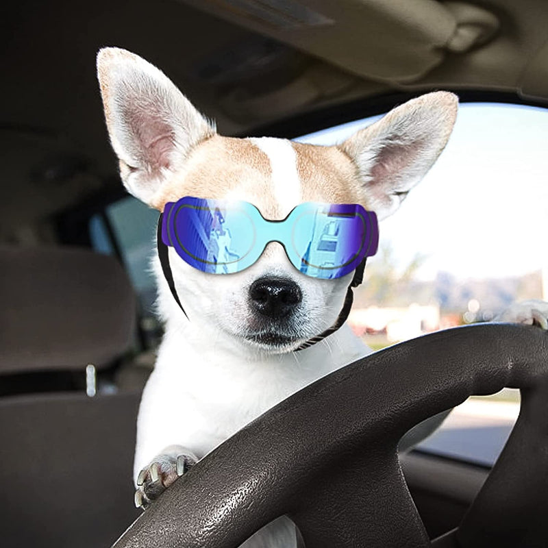 Small Dog Goggles UV Protection Adjustable Clear Doggy Sungalsses Easy Wear Windproof Motorcycle Puppy Glasses-Paw Print Pad