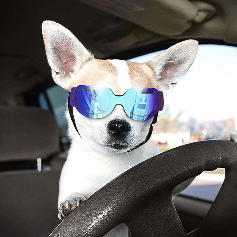 Small Dog Goggles UV Protection Adjustable Clear Doggy Sungalsses Easy Wear Windproof Motorcycle Puppy Glasses-Paw Print Pad